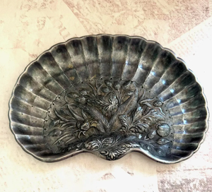 Plateau en forme de coquille en argent antique, sculpté botaniquement, en métal, pour bijoux et objets, fournisseur de décoration d'intérieur de luxe, directement de l'usine - Product Image 1