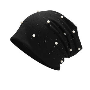 Bonnet en tricot tendance orné de pierres brillantes, bonnet d'hiver confortable en tricot avec accent en strass glamour - Product Image 3