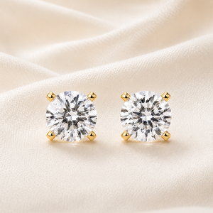 18K Solid Gold Hidden Halo Solitaire Screw <b>Back</b> Stud 2.30 CTW DEF-VVS Lab Grown Diamond Rhodium Plated IGI Certified <b>Earrings</b> - Product Image 4
