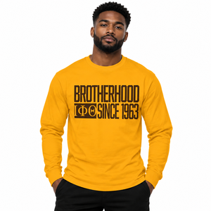 Iota Phi Theta Gold Men’s <b>Long</b> Sleeve T-Shirt Brotherhood Since 1963 Greek Letter Crew Neck Fraternity Casual Cotton Campus - Product Image 1