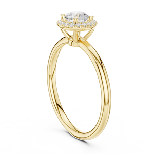 Bague de fiançailles élégante en or 14K 18K avec diamant de laboratoire taille ronde 0,60 carat DEF VVS, solitaire halo, vente en gros - Product Image 4