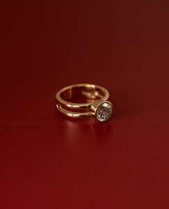 Gold Color Double Band Moissanite Engagement <b>Ring</b> Invisible Setting Women <b>Fine</b> Jewelry GiftYellow Gold Round Diamond Engagement - Product Image 3