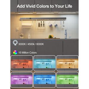 RGB 12 Inch LED Under Cabinet <b>Lights</b> Dimmable <b>Plug</b>-<b>in</b>/Hardwired Multi-Color Kitchen Counter <b>Light</b> Bar 3 Pack Remote Control - Product Image 3