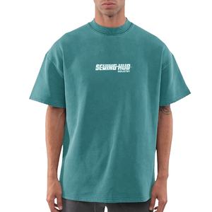 T-shirts pour hommes en coton 100% tricoté, écologiques, respirants, de haute qualité, personnalisables, grandes tailles, 240 g/m², coupe ample avec logo - Product Image 4