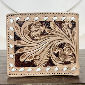 Venta al por mayor de fábrica Crazy Bifold Cartera de cuero genuino Estilo vintage simple Hecho a mano Tooled Cuero de vaca Hombres Cartera para unisex - Product Image 5