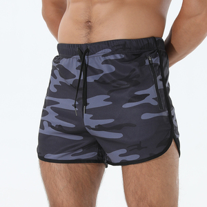 Shorts de sport jaunes pour hommes à taille haute élastique avec poches, extensibles, respirants, séchage rapide, en polyester/coton tricoté, pour l'été - Product Image 6
