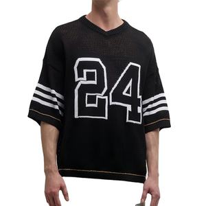 Custom LOGO <b>Men</b> Hollow Out Sweater Summer Short Sleeve Crew Neck Knitwear Football <b>Pullover</b> Casual Jumper <b>Men</b> Knitted Jersey - Product Image 1