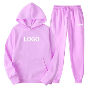 Women's Custom Eco-Friendly Casual Plus Size Breathable 2 in 1 Gym Tracksuit Set <b>Polyester</b> Cotton Hoodie <b>Jogger</b> - Product Image 1