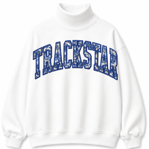 เสื้อสเวตเชิ้ตคอตตอนฟลีซคอเต่าทรงโอเวอร์ไซส์สำหรับผู้หญิง ตกแต่งด้วยตัวอักษร Trackstar แบบปัก  สำหรับฤดูหนาว - Product Image 1