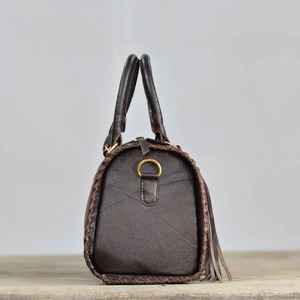Authentic Lady Summer Boho Western Genuine Cowhide <b>Leather</b> Handbag Zipper Shopping Floral Hand <b>Tooled</b> Shoulder Bag Waterproof - Product Image 4