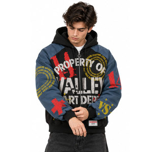 เสื้อฮู้ดซิปผู้ชาย Valley Dreams แขนเสื้อแบบแร็กแลน ทรงโอเวอร์ไซส์ สไตล์สตรีทแวร์ ลายพิมพ์ ดีไซน์สำหรับฤดูใบไม้ร่วง สีดำ น้ำเงิน แดง เหลือง - Product Image 5