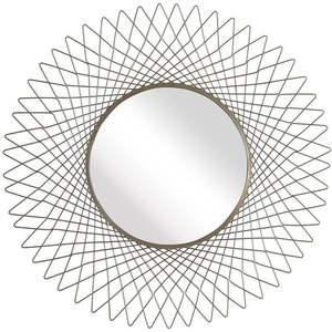 Espejo de Pared Circular de Latón Antiguo, Diseño Abstracto Moderno de Estilo Contemporáneo, Patrón de Ondas Metálicas, Hecho a Mano, Duradero, para Bodas - Product Image 6