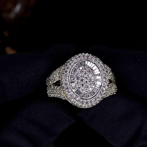 Anillo de lujo estilo reloj con incrustaciones de moissanita, brillante, de plata 925, joyería llamativa para hombre, regalo de boda, anillo elegante y moderno. - Product Image 1