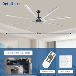 Ventilatore da Soffitto Reversibile da 96 Pollici con Motore DC, 8 Pale in Alluminio a Doppio Strato, 6 Velocità Silenziose, Luce e Telecomando Inclusi - Product Image 6