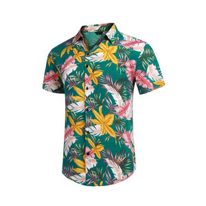 Chemises à manches courtes pour hommes, style plage d'été, imprimées de motifs floraux et géométriques, séchage rapide, écologiques, vente en gros sur mesure - Product Image 4