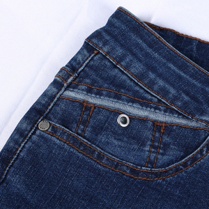 Jean unisexe décontracté à jambe large, respirant et à séchage rapide, délavage moyen, coupe droite, coupe ample, taille mi-haute, en denim tricoté, style streetwear - Product Image 6