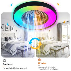 Ventilatore da Soffitto LED Smart Moderno da 23 Pollici con Luce RGB Dimmerabile e Controllo Remoto tramite App, Colore Nero per Casa o Ufficio - Product Image 4
