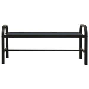 Banco de Jardín Resistente de Acero Negro, Banco de Patio Estándar de WPC - Product Image 3