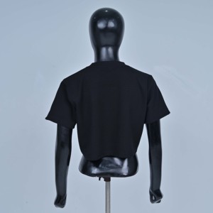 Camisetas Cortas de Alta Calidad Personalizadas para Mujer, Estilo Y2K, Color Negro, Cuello Redondo, Mangas Cortas, con Diseño de Letras con Pedrería, Ropa Casual Moderna - Product Image 4