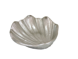 Silver <b>Clam</b> <b>Shell</b> Aluminum Decorative Bowl - Handcrafted Nautical Metal Dish & Coastal Seashell Sculpture Table Centerpiece - Product Image 1