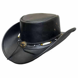 Sombrero de Vaquero de Cuero Genuino, Estilo Vaquero Occidental, Protección Solar para Actividades al Aire Libre, Duradero, Ajustable, Hecho a Mano, para Festivales - Product Image 5