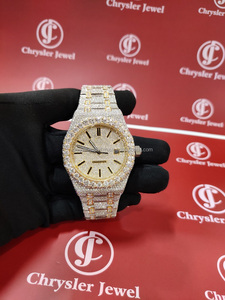 Trendy Iced Out Diseño antiguo Moissanite Diamond Watch Esfera de cristal de acero inoxidable 41mm Movimiento automático Reloj de lujo unisex - Product Image 2