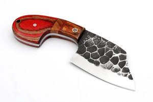 Couteau de chasse personnalisé en acier au carbone forgé à la main avec manche en bois, lame à pointe tombante, étui en cuir véritable - Product Image 2