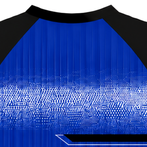 Maillot de sport personnalisé bleu roi et noir à manches courtes raglan, col rond, pour entraînement athlétique, uniforme d'équipe, respirant et performant - Product Image 6