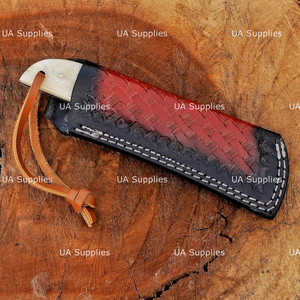 Couteau de chasse EDC à lame fixe en acier inoxydable forgé à la main, style bec d'oiseau, avec manche en os de chameau et résine, couteaux OEM ODM avec étui - Product Image 6