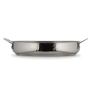 Stainless Steel Round Casserole 33cm Durable Polished Metal Cooking <b>Pan</b> Without <b>Lid</b> All Stove Compatible - Product Image 1