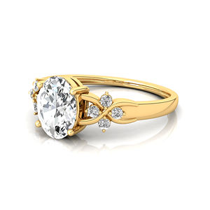 Anillo Solitario de Diamante de Laboratorio con Corte Ovalado de 1.5 Ct 8.5*6.5, Oro Sólido de 14K/18K, con Certificado IGI, Hecho a Mano, con Diamantes de Acento, Unisex - Product Image 6