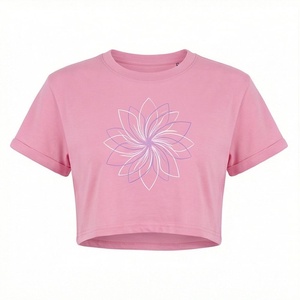 Camiseta Básica para Mujer, Lisa, Corta, 100% Algodón, Manga Corta, Cuello Redondo, Transpirable, Color Personalizado - Product Image 1