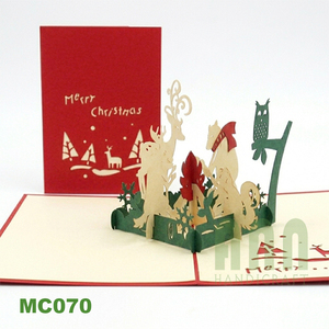 Carte de voeux de Noël 3D personnalisée découpée au laser pour feu de camp Cadeau artisanal en papier avec impression offset pour le jour de Noël au Vietnam - Product Image 5