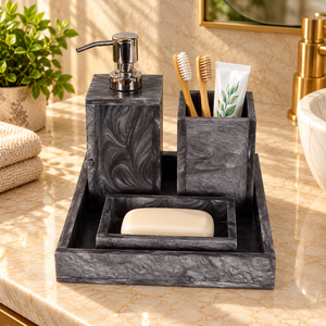 Juego de Accesorios de Baño de Madera Hechos a Mano con Patrón Floral Impreso, Venta al Por Mayor, OEM, ODM - Product Image 6