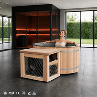 Baignoire de trempage froide en cèdre rouge conforme ETL CE RoHS avec revêtement en acier inoxydable 304 et refroidisseur intégré pour patio et vue sur la mer