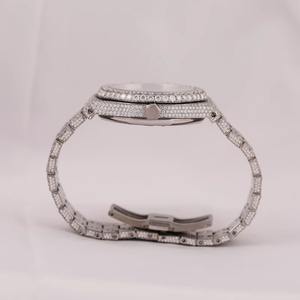 Montre automatique de luxe en acier inoxydable avec diamants Moissanite VVS, style buste, montre à diamants tendance - Product Image 3