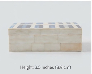 Boîte de rangement rectangulaire en MDF pour bijoux avec couvercle, design minimaliste, motif en résine bleue sculptée, conteneur de rangement - Product Image 2