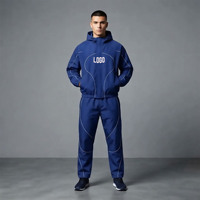 Ensemble de survêtement sportif pour homme personnalisé en nylon mi-lourd avec sweat à capuche et pantalon de jogging, séchage rapide et écologique