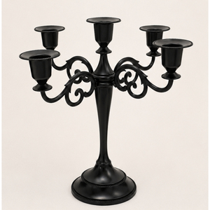 Wholesale 5 Arm <b>Black</b> Metal Candelabra Centerpiece Vintage <b>Candlestick</b> <b>Holder</b> for Wedding Event & Fine Dining Table Decor - Product Image 1