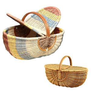 PHU HAO Customizable Vintage Natural RATTAN Harvest Picnic <b>Basket</b> for Home Storage and Outdoor Picnic - Product Image 1