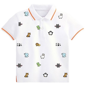 Polo en coton pour bébés garçons INDEX, imprimé voiture, blanc, manches courtes, uniforme scolaire, nourrissons, tout-petits, tissu Oxford - Product Image 2
