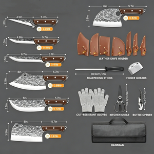 Couteau de <span class=keywords><strong>boucher</strong></span> de qualité supérieure, acier chinois à haute teneur en carbone, ensemble de couteaux de cuisine, manches en bois, multi-usages, avec sacs en nylon portables - Product Image 2