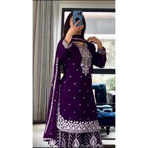 Women's Heavy Embroidery Work Party Wear <b>Top</b> Bottom and Dupatta Set - Product Image 2