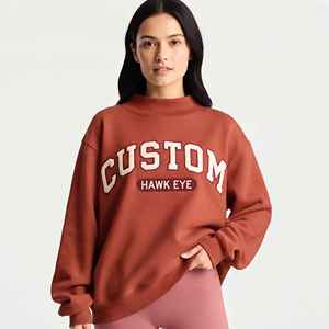 Sudadera con cuello alto estilo universitario personalizado, corte holgado, hombros caídos, cuello acanalado alto, sudaderas con cuello alto personalizadas - Product Image 1