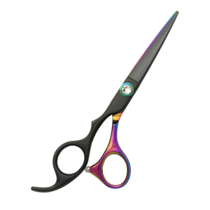 Ciseaux de coiffure haut de gamme, finition noire mate, détail de poignée arc-en-ciel, ciseaux de salon professionnels en acier inoxydable - Product Image 2
