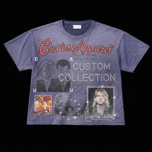 T-shirt Homme Oversize à Épaules Tombantes, Délavé à l'Acide, avec Strass et Motif Urbain Streetwear – Vêtements en Gros et Personnalisables - Product Image 3