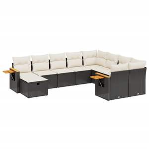 Set Divano da Giardino in Rattan PE Nero a 10 Pezzi con Piedini Regolabili e Design Confortevole - Product Image 2