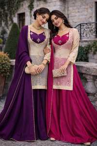 Antra Lifestyle Salwar Kameez Indo-Occidental de Bollywood, Listo para Usar, de Seda, de Secado Rápido, con Bordado Intenso, para Bodas y Fiestas - Product Image 3