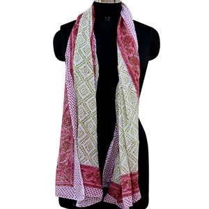 New Luxury Vintage Handmade Cotton <b>Scarf</b> White Block Printed Sarong Long Pareo Woman's Fashion Wholesale <b>Head</b> Cover - Product Image 2