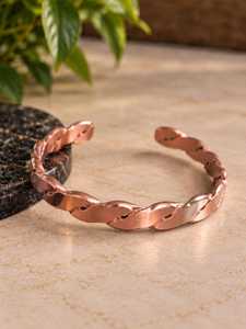 Brazalete de cobre puro Brazalete de cobre texturizado Joyería de cobre hecha a mano Regalo para él y para ella Regalo de aniversario de boda de cobre - Product Image 6